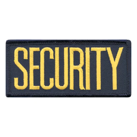 Security Front Chest Patch 2 x 4 Gold on Navy