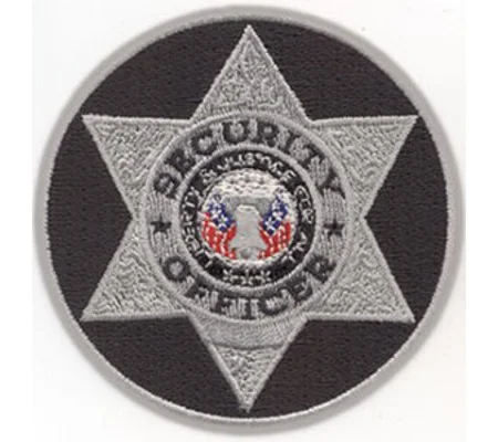 Star Badge Patch Security Officer Silver Navy Round