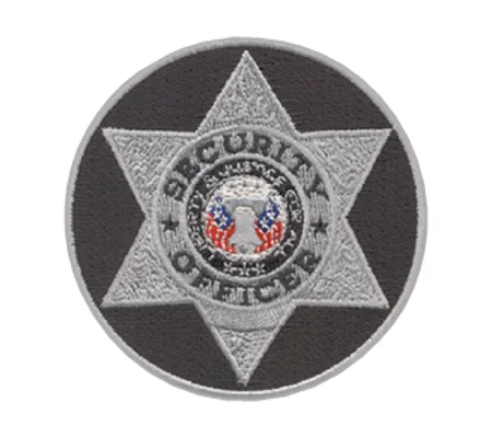 Star Badge Patch Security Officer Silver Navy Round