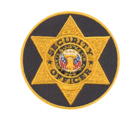 Star Badge Patch Security Officer Gold Black Round