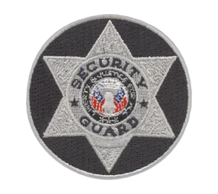 Star Badge Patch Security Guard Silver Navy Round