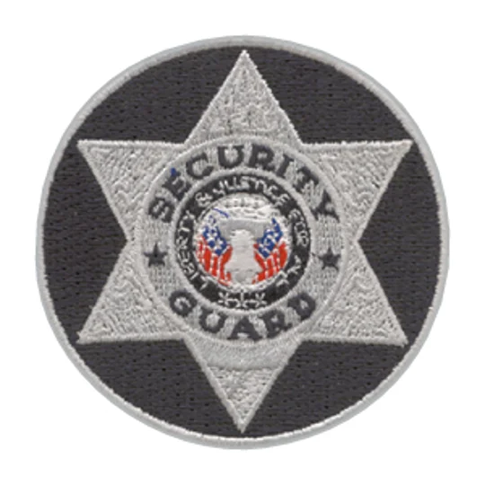 Star Badge Patch Security Guard Silver Navy Round