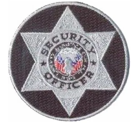 Star Badge Patch Security Guard Silver Black Round