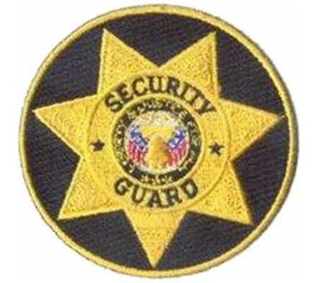 Star Badge Patch Security Guard Gold Black Round