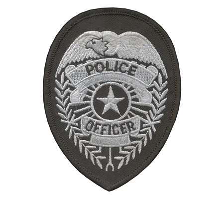 Police Officer Badge Patch Star Silver on Black
