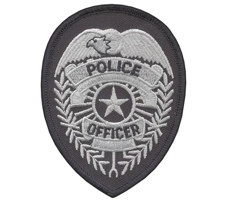 Police Officer Badge Patch Star Silver on Navy