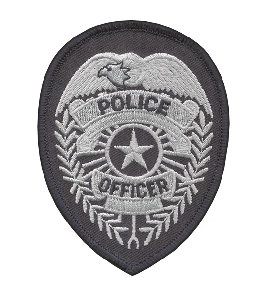 Police Officer Badge Patch Star Silver on Navy