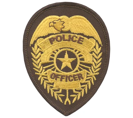 Police Officer Badge Patch Star Gold on Brown