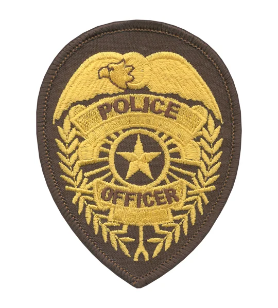 Police Officer Badge Patch Star Gold on Brown