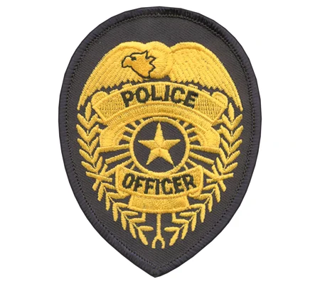 Police Officer Badge Patch Star Gold on Navy