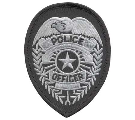 Police Officer Badge Patch Star Silver on Midnight