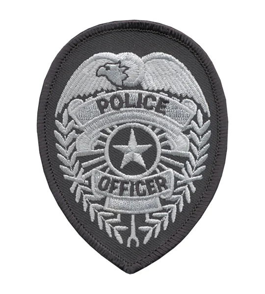 Police Officer Badge Patch Star Silver on Midnight