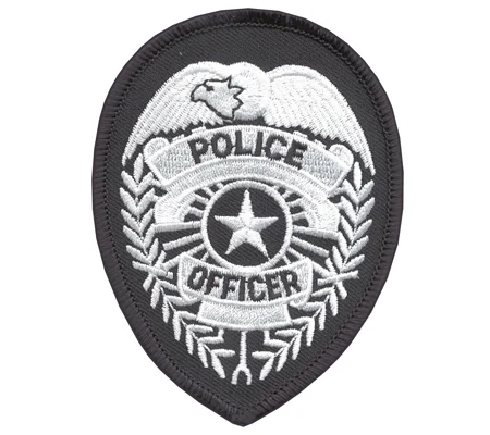 Police Officer Badge Patch Star White on Midnight