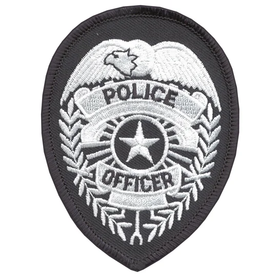 Police Officer Badge Patch Star White on Midnight