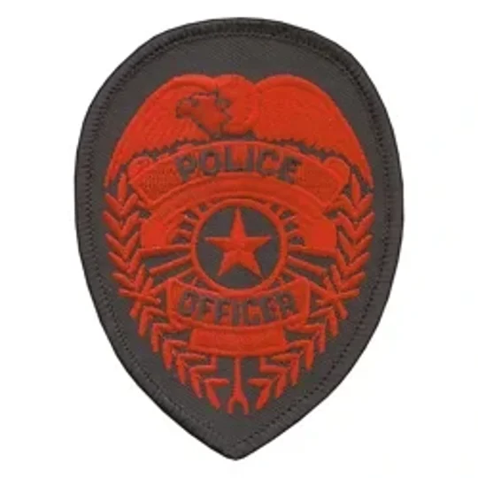 Police Officer Badge Patch Star Red on Midnight