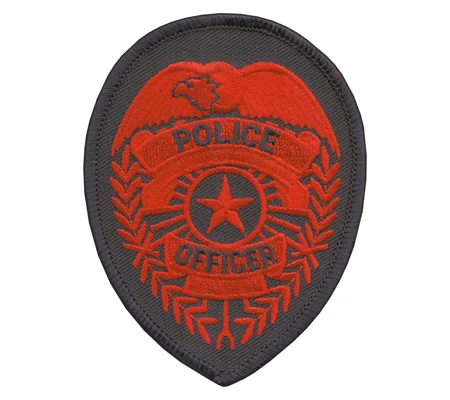 Police Officer Badge Patch Star Red on Navy