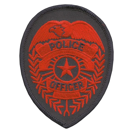 Police Officer Badge Patch Star Red on Navy