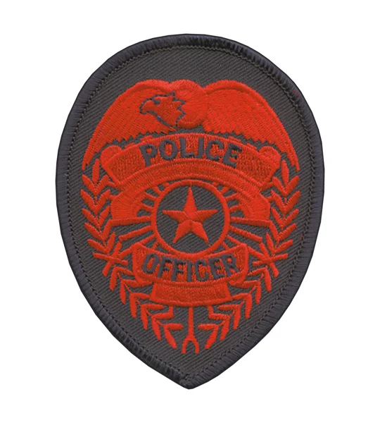 Police Officer Badge Patch Star Red on Navy