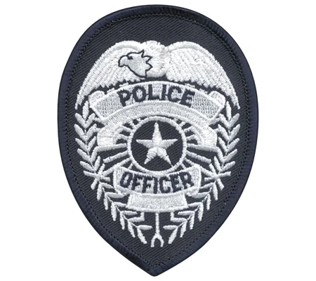 Police Officer Badge Patch Star White on Navy