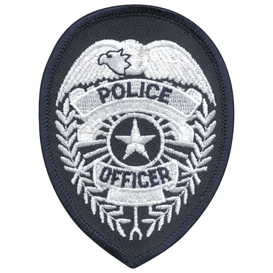 Police Officer Badge Patch Star White on Navy