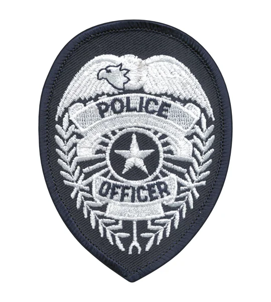 Police Officer Badge Patch Star White on Navy
