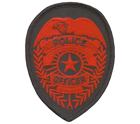 Police Officer Badge Patch Star Red on Black