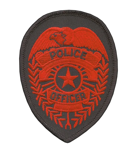 Police Officer Badge Patch Star Red on Black