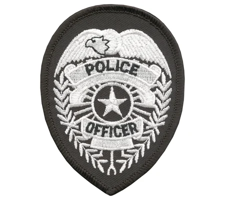 Police Officer Badge Patch Star White on Black