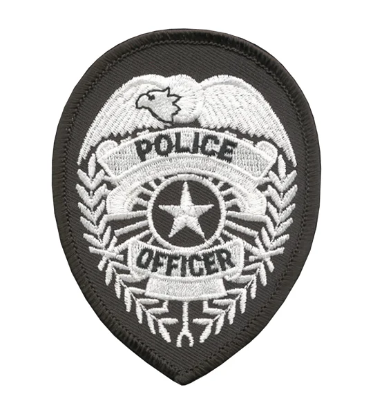 Police Officer Badge Patch Star White on Black