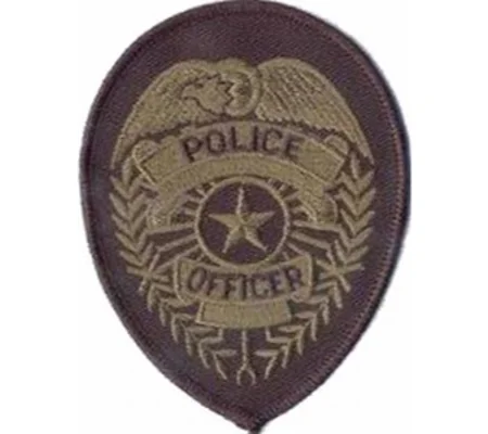 Police Officer Badge Patch Star Olive Drab on Black