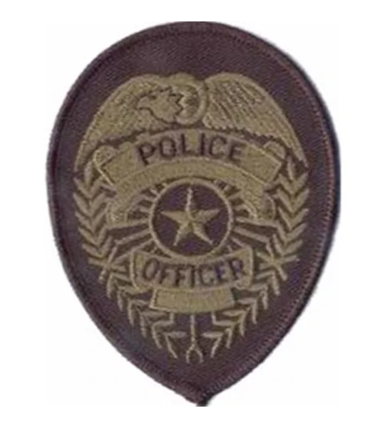 Police Officer Badge Patch Star Olive Drab on Black
