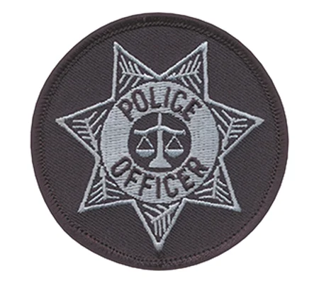 Police Officer Badge Patch Star Silver on Midnight Blue