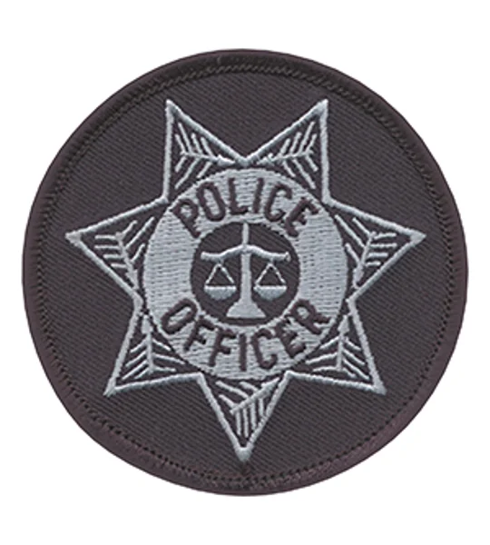 Police Officer Badge Patch Star Silver on Midnight Blue