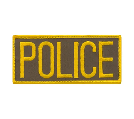 Police Front Chest Patch 2 x 4 Gold on Brown