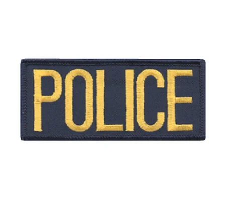 Police Front Chest Patch 2 x 4 Gold on Navy