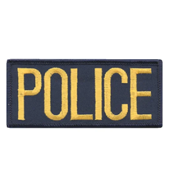 Police Front Chest Patch 2 x 4 Gold on Navy