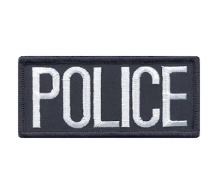 Police Front Chest Patch 2 x 4 White on Midnight