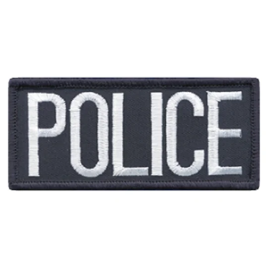 Police Front Chest Patch 2 x 4 White on Midnight