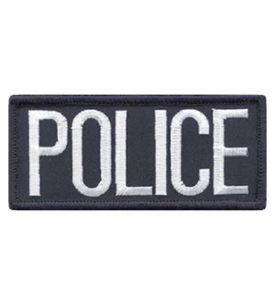 Police Front Chest Patch 2 x 4 White on Midnight