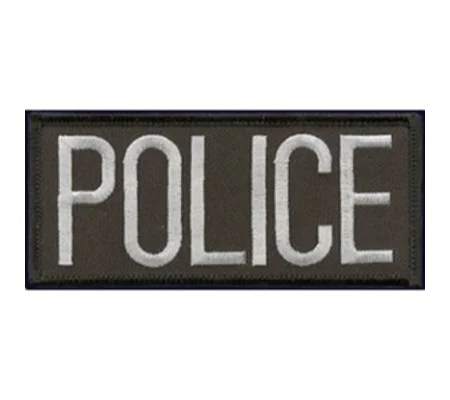 Police Front Chest Patch 2 x 4 Grey on Black