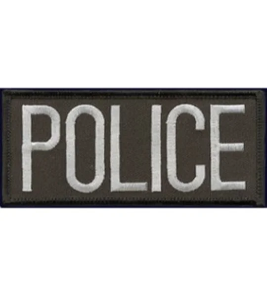 Police Front Chest Patch 2 x 4 Grey on Black