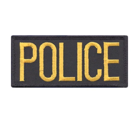 Police Front Chest Patch 2 x 4 Gold on Midnight