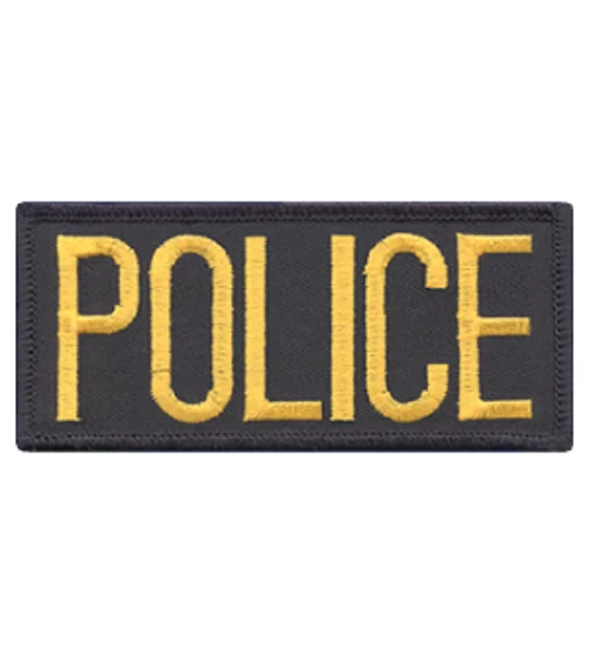 Police Front Chest Patch 2 x 4 Gold on Midnight