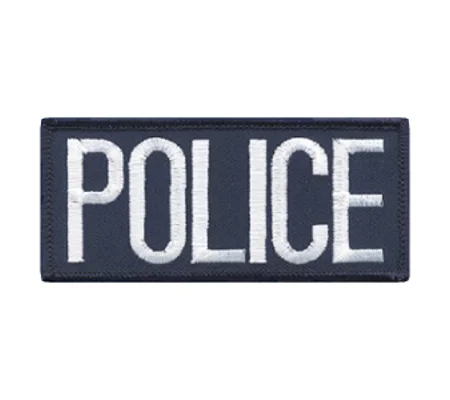 Police Front Chest Patch 2 x 4 White on Navy