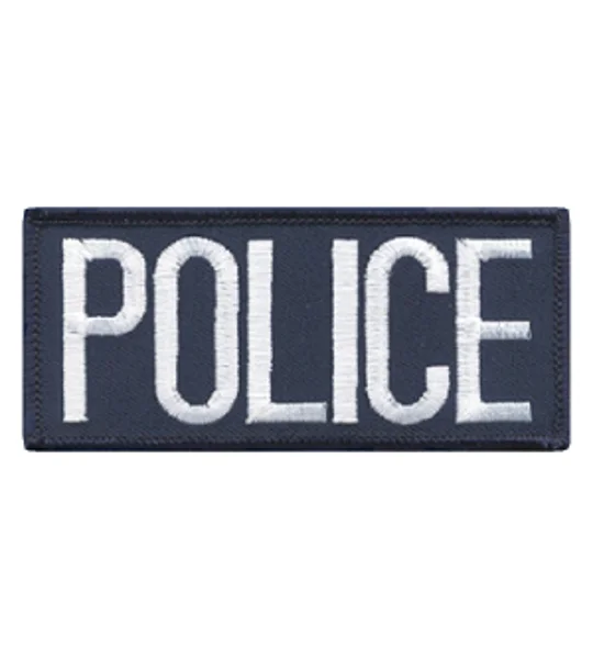 Police Front Chest Patch 2 x 4 White on Navy