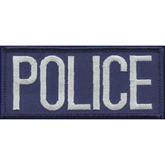 Police Front Chest Patch 2 x 4 Grey on Navy