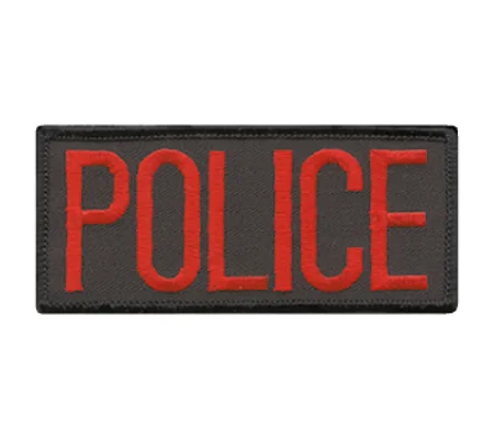 Police Front Chest Patch 2 x 4 Red on Black
