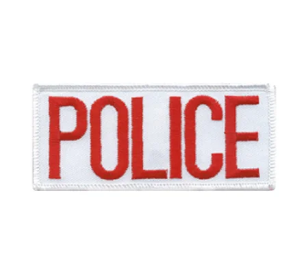 Police Front Chest Patch 2 x 4 Red on White