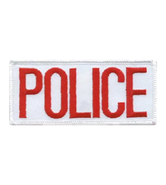 Police Front Chest Patch 2 x 4 Red on White