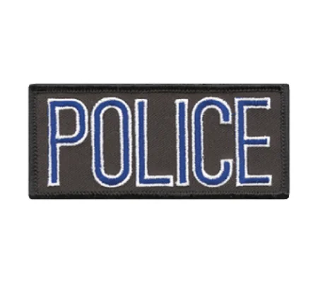 Police Front Chest Patch 2 x 4 Royal - White on Black